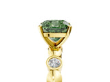 Yellow gold Fancy Green Cushion  Solitaire Bezel-Set Diamond Ring with Beaded Band and Four-Prong Setting_37