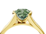 Yellow gold Fancy Green Cushion  Solitaire Bezel-Set Diamond Ring with Channel-Set Band_41