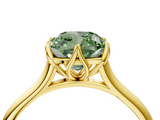 Yellow gold Fancy Green Cushion  Solitaire Cathedral Diamond Ring with Six-Prong Setting_21