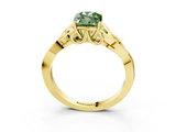 Yellow gold Fancy Green Cushion  Solitaire Celtic Knot Engagement Ring with Four-Prong Setting_64