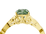 Yellow gold Fancy Green Cushion  Solitaire Celtic Knot Engagement Ring with Four-Prong Setting_65