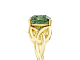 Yellow gold Fancy Green Cushion  Solitaire Celtic Knot Engagement Ring with Four-Prong Setting_66