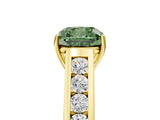 Yellow gold Fancy Green Cushion  Solitaire Channel-Set Diamond Engagement Ring with Four-Prong Setting_37