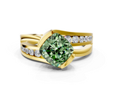 Yellow gold Fancy Green Cushion  Solitaire Channel-Set Split Shank Ring with Tension Prong Setting_3