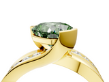 Yellow gold Fancy Green Cushion  Solitaire Channel-Set Split Shank Ring with Tension Prong Setting_7