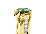 Yellow gold Fancy Green Cushion  Solitaire Channel-Set Split Shank Ring with Tension Prong Setting_8