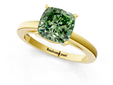 Yellow gold Fancy Green Cushion  Solitaire Diamond Engagement Ring with Four-Prong Setting on a Classic Band_4