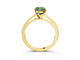 Yellow gold Fancy Green Cushion  Solitaire Diamond Engagement Ring with Four-Prong Setting on a Classic Band_6