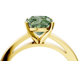 Yellow gold Fancy Green Cushion  Solitaire Diamond Engagement Ring with Four-Prong Setting on a Classic Band_7