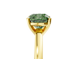 Yellow gold Fancy Green Cushion  Solitaire Diamond Engagement Ring with Four-Prong Setting on a Classic Band_8