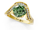 Yellow gold Fancy Green Cushion  Solitaire Diamond Engagement Ring with Pave Band and Four-Prong Setting_43