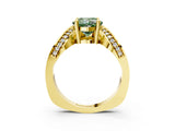 Yellow gold Fancy Green Cushion  Solitaire Diamond Engagement Ring with Pave Band and Four-Prong Setting_45