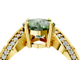 Yellow gold Fancy Green Cushion  Solitaire Diamond Engagement Ring with Pave Band and Four-Prong Setting_46