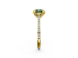 Yellow gold Fancy Green Cushion  Solitaire Diamond Engagement Ring with Pave Band and Six-Prong Setting_22