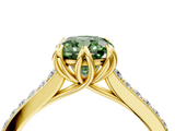 Yellow gold Fancy Green Cushion  Solitaire Diamond Engagement Ring with Pave Band and Six-Prong Setting_24