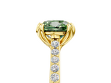 Yellow gold Fancy Green Cushion  Solitaire Diamond Engagement Ring with Pave Band and Six-Prong Setting_25