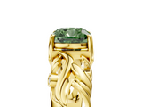 Yellow gold Fancy Green Cushion  Solitaire Diamond Leaf Vine Band with Prong Setting_33