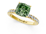 Yellow gold Fancy Green Cushion  Solitaire Diamond Pavé Band with Four-Prong Setting_29