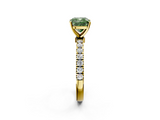 Yellow gold Fancy Green Cushion  Solitaire Diamond Pavé Band with Four-Prong Setting_30