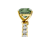 Yellow gold Fancy Green Cushion  Solitaire Diamond Pavé Band with Four-Prong Setting_33
