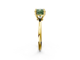 Yellow gold Fancy Green Cushion  Solitaire Diamond Ring with 4-Prong Setting on a Classic Band_5