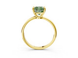 Yellow gold Fancy Green Cushion  Solitaire Diamond Ring with 4-Prong Setting on a Classic Band_6