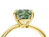 Yellow gold Fancy Green Cushion  Solitaire Diamond Ring with 4-Prong Setting on a Classic Band_7
