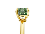 Yellow gold Fancy Green Cushion  Solitaire Diamond Ring with 4-Prong Setting on a Classic Band_8