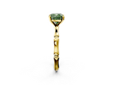 Yellow gold Fancy Green Cushion  Solitaire Diamond Ring with Bamboo Band and Four-Prong Setting_33