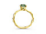 Yellow gold Fancy Green Cushion  Solitaire Diamond Ring with Bamboo Band and Four-Prong Setting_34