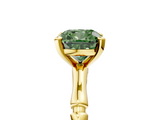 Yellow gold Fancy Green Cushion  Solitaire Diamond Ring with Bamboo Band and Four-Prong Setting_36