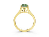 Yellow gold Fancy Green Cushion  Solitaire Diamond Ring with Cathedral Band and Four-Prong Setting_69