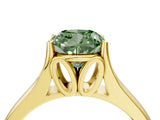 Yellow gold Fancy Green Cushion  Solitaire Diamond Ring with Cathedral Band and Four-Prong Setting_70