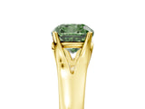 Yellow gold Fancy Green Cushion  Solitaire Diamond Ring with Cathedral Band and Four-Prong Setting_71