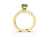 Yellow gold Fancy Green Cushion  Solitaire Diamond Ring with Channel-Set Baguette Band and Four-Prong Setting_88