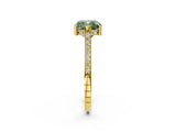 Yellow gold Fancy Green Cushion  Solitaire Diamond Ring with Channel Set Band and Bezel Prong Setting_58