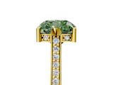 Yellow gold Fancy Green Cushion  Solitaire Diamond Ring with Channel Set Band and Bezel Prong Setting_61