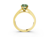 Yellow gold Fancy Green Cushion  Solitaire Diamond Ring with Channel-Set Band and Four-Prong Setting_6