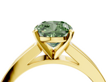 Yellow gold Fancy Green Cushion  Solitaire Diamond Ring with Channel-Set Band and Four-Prong Setting_7