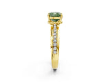 Yellow gold Fancy Green Cushion  Solitaire Diamond Ring with Channel Set Band and Six-Prong Setting_50