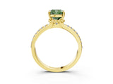 Yellow gold Fancy Green Cushion  Solitaire Diamond Ring with Channel Set Band and Six-Prong Setting_51