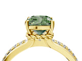 Yellow gold Fancy Green Cushion  Solitaire Diamond Ring with Channel Set Band and Six-Prong Setting_52