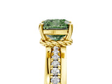 Yellow gold Fancy Green Cushion  Solitaire Diamond Ring with Channel Set Band and Six-Prong Setting_53