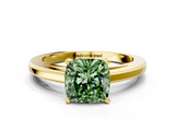 Yellow gold Fancy Green Cushion  Solitaire Diamond Ring with Four-Prong Setting and Classic Band_3