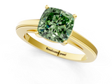 Yellow gold Fancy Green Cushion  Solitaire Diamond Ring with Four-Prong Setting and Classic Band_4