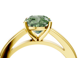 Yellow gold Fancy Green Cushion  Solitaire Diamond Ring with Four-Prong Setting and Classic Band_7