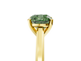 Yellow gold Fancy Green Cushion  Solitaire Diamond Ring with Four-Prong Setting and Classic Band_8
