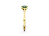 Yellow gold Fancy Green Cushion  Solitaire Diamond Ring with Four-Prong Setting and Tapered Band 3