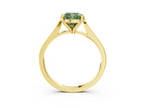 Yellow gold Fancy Green Cushion  Solitaire Diamond Ring with Four-Prong Setting and Tapered Band 4