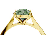Yellow gold Fancy Green Cushion  Solitaire Diamond Ring with Four-Prong Setting and Tapered Band 5